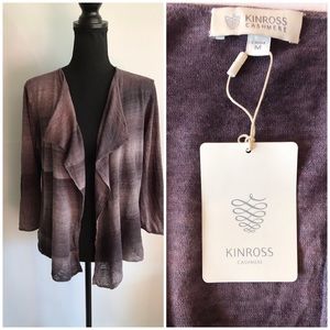 NWT-KINROSS CASHMERE DRAPED LINEN CARDIGAN
